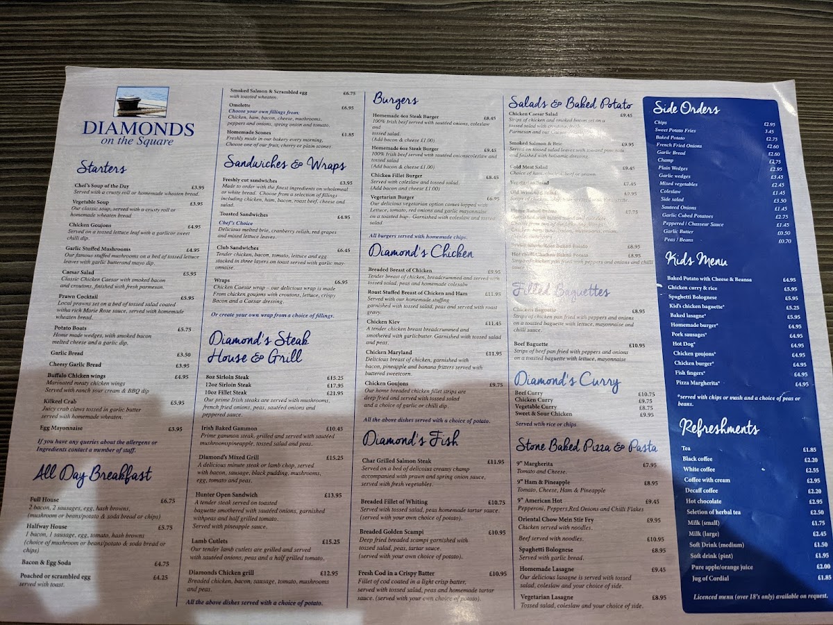 Diamonds Restaurant Menu - Image 2
